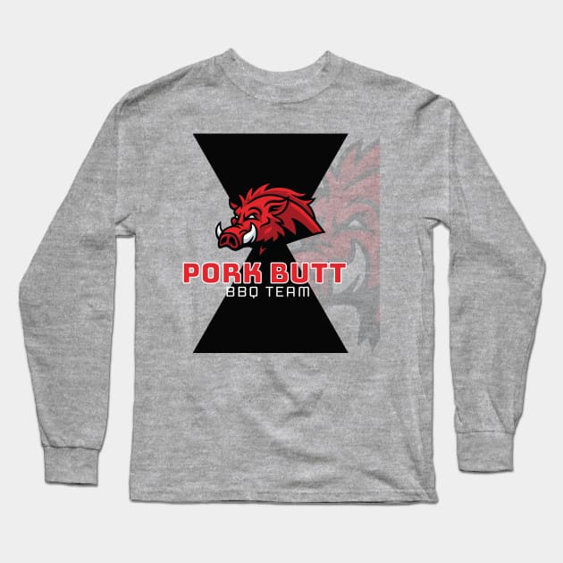 Pork butt bbq team Long Sleeve T-Shirt by Rickido